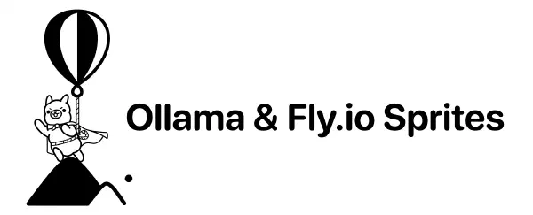 Ollama 与 Fly.io Sprites 的联合配图，羊驼乘热气球